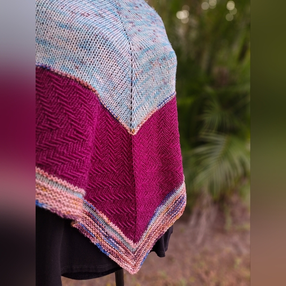 Hand Crafted OOAK Contemporary Elegant Striped Merino Wool Blue Purpl Knit Scarf - Picture 15 of 16